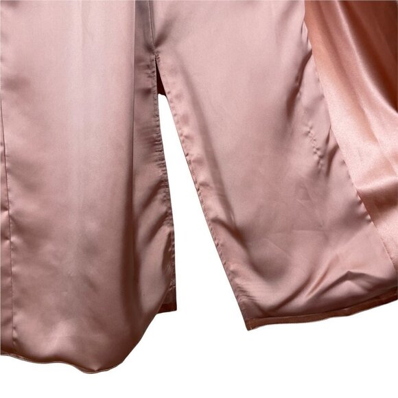 Fleur Du Mal Pink Rosewater Silk Smoking Robe with Sash Waist Belt Size M - Picture 9 of 12